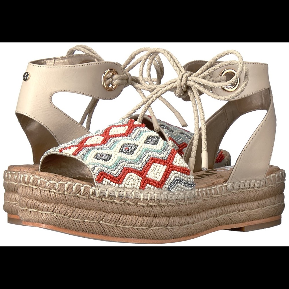 SAM EDELMAN NEERA IVORY/MULTI LACE UP SZ 8.5